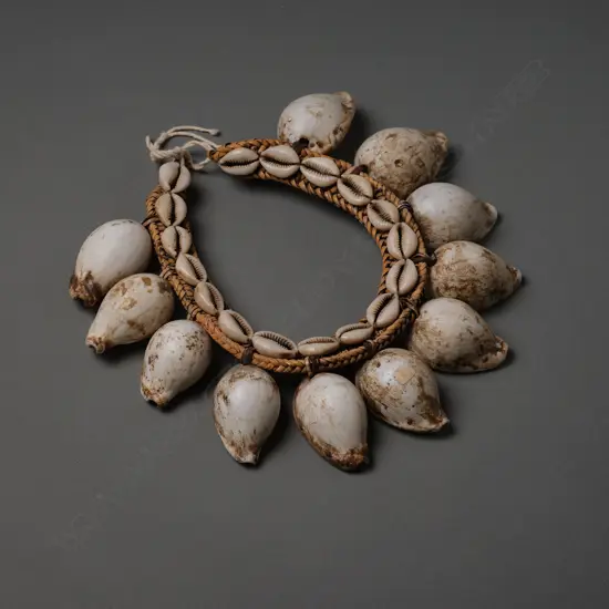Papua New Guinean cowrie shell/fibre necklace,